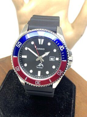 Casio Men's Watch MDV106B-1A2V Quartz Pepsi Bezel Diver 44mm Resin Band 2784